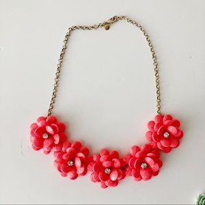 J. Crew Factory Floral Burst Bright Pink Coral Necklace
